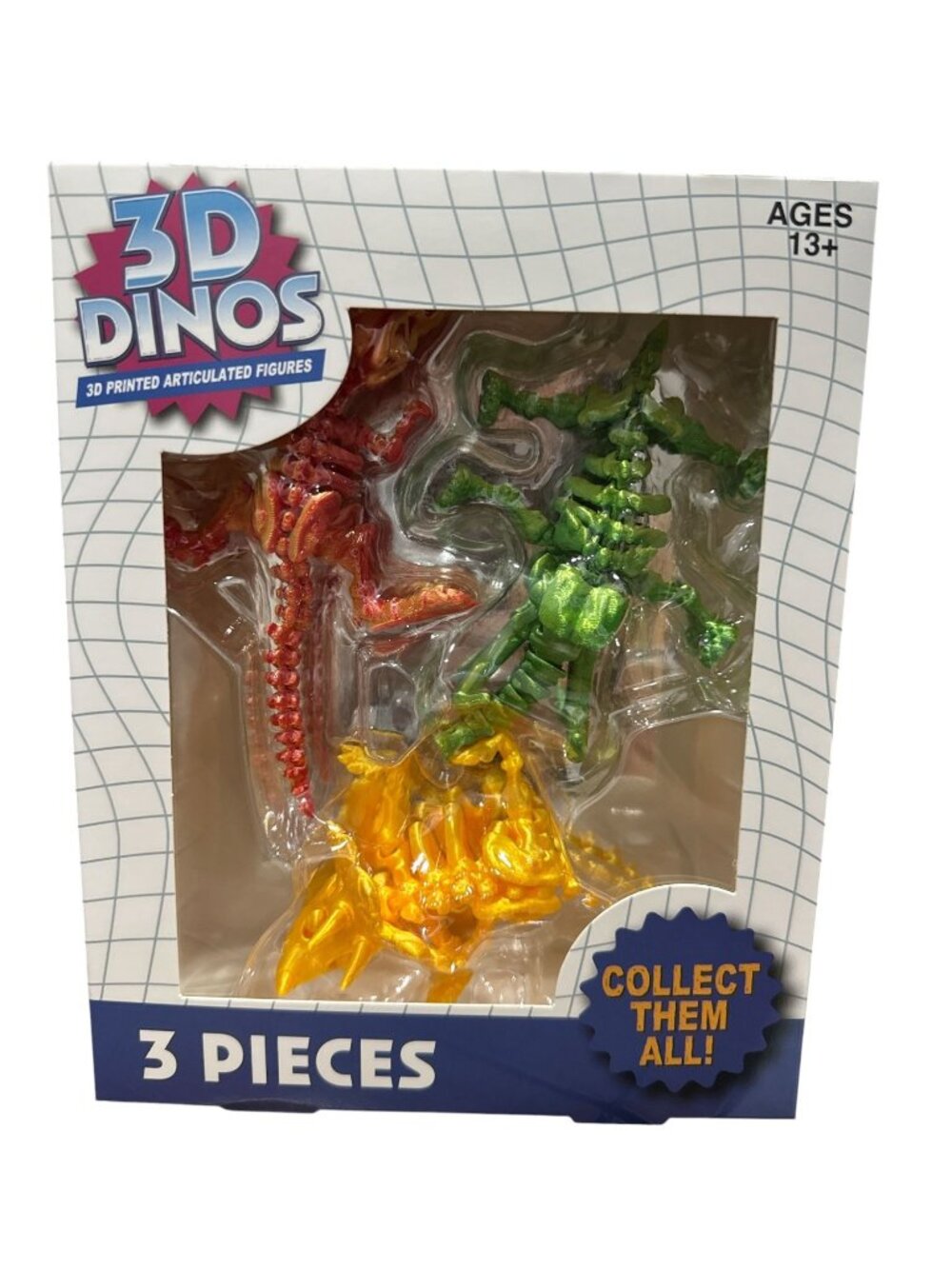 3D Dinos 3-Piece Articulated Dinosaur Figures Ages 13+ Collectible Set